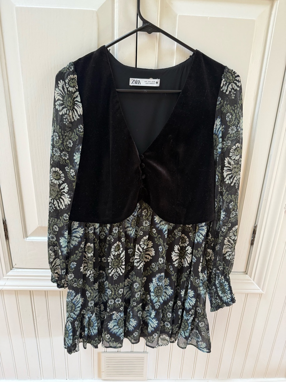 Zara Velvet and Chiffon Midi Dress